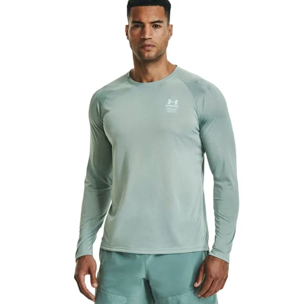 Rabatt 🥰 Under Armour Armourprint LS Langarmshirt Opal Green Herren 🔔 1