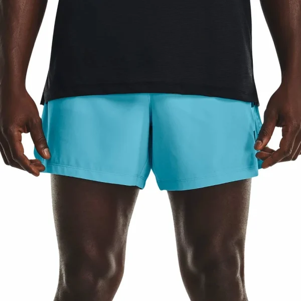 Coupon 💯 Under Armour SpeedPocket 5” Laufshort Fresco Blue/Black Herren 🥰 4